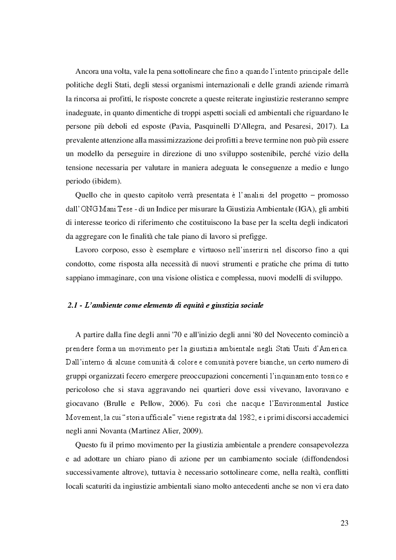 Anteprima della tesi: Verso una misurazione della Giustizia Ambientale. Analisi della costruzione di un indice per monitorare equità ambientale e benessere, Pagina 3