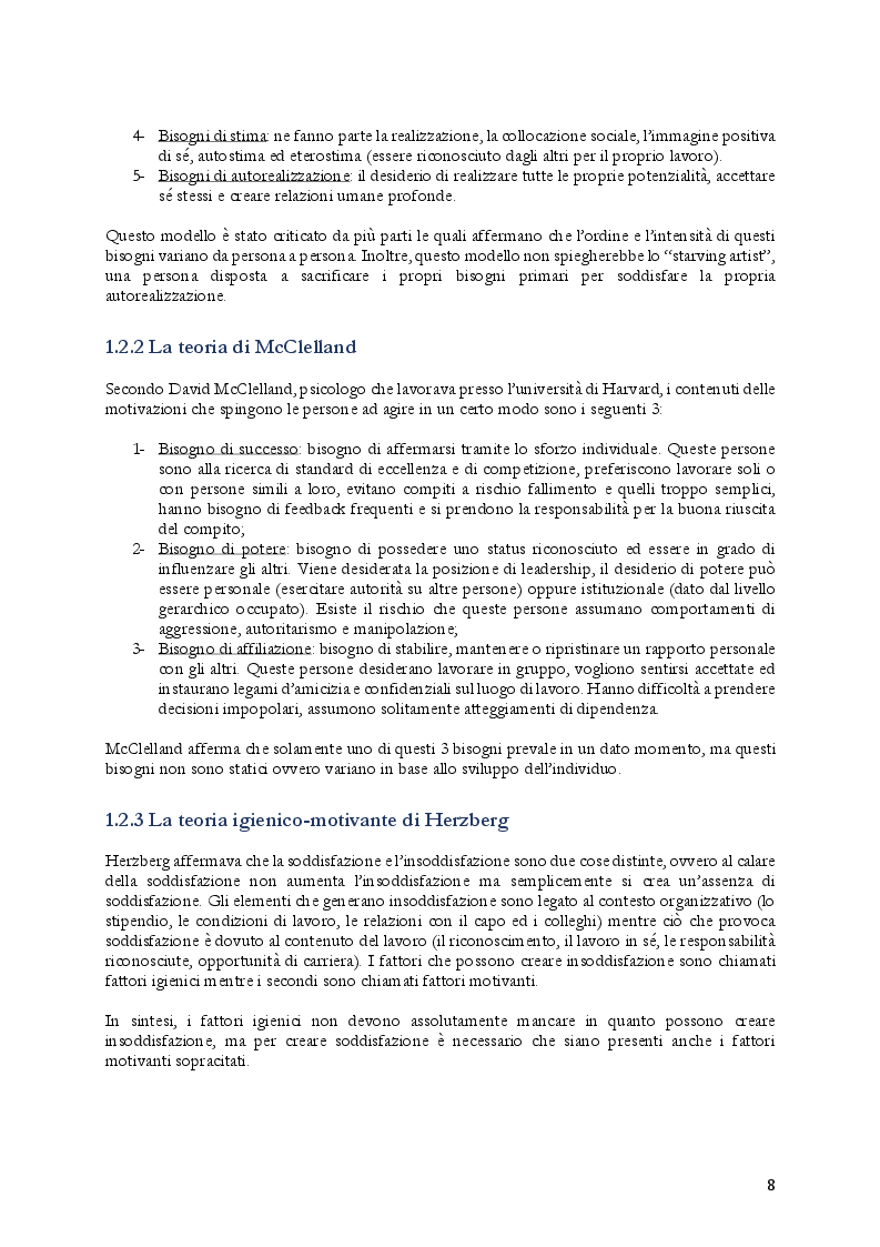 Anteprima della tesi: La motivazione delle risorse umane: Il modello Ferrero, Pagina 3