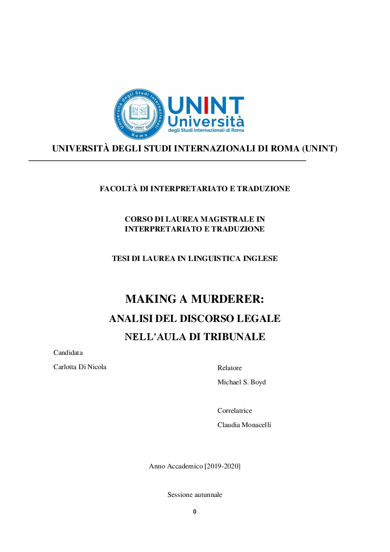 Anteprima della tesi: Making a Murderer: analisi del discorso giuridico nell'aula di tribunale, Pagina 1