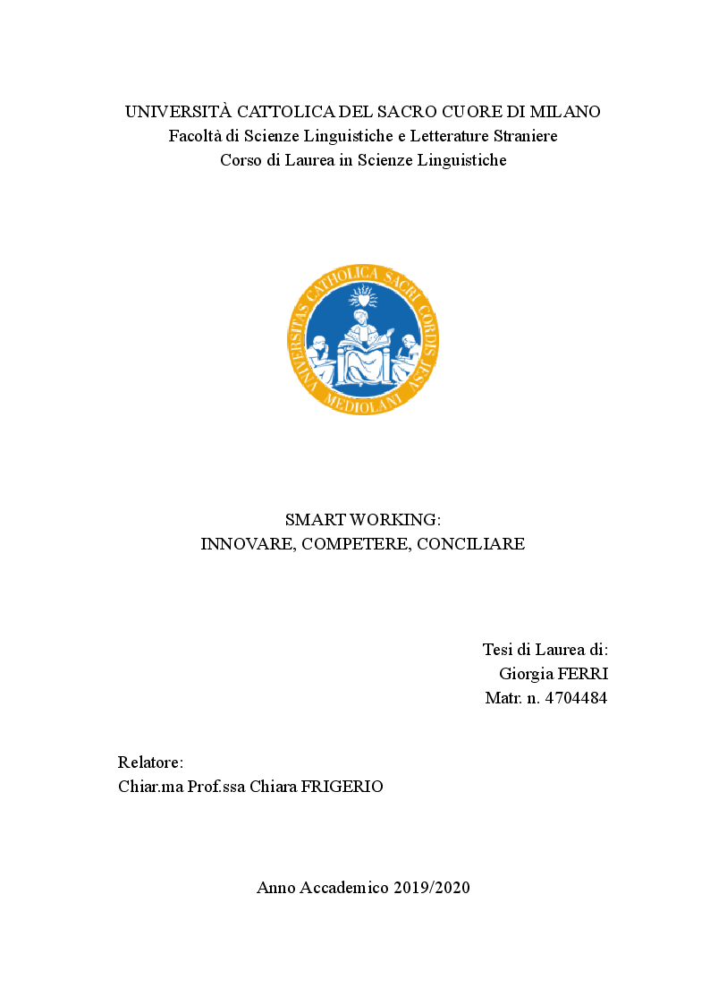 Anteprima della tesi: Smart working: innovare, competere, conciliare, Pagina 1