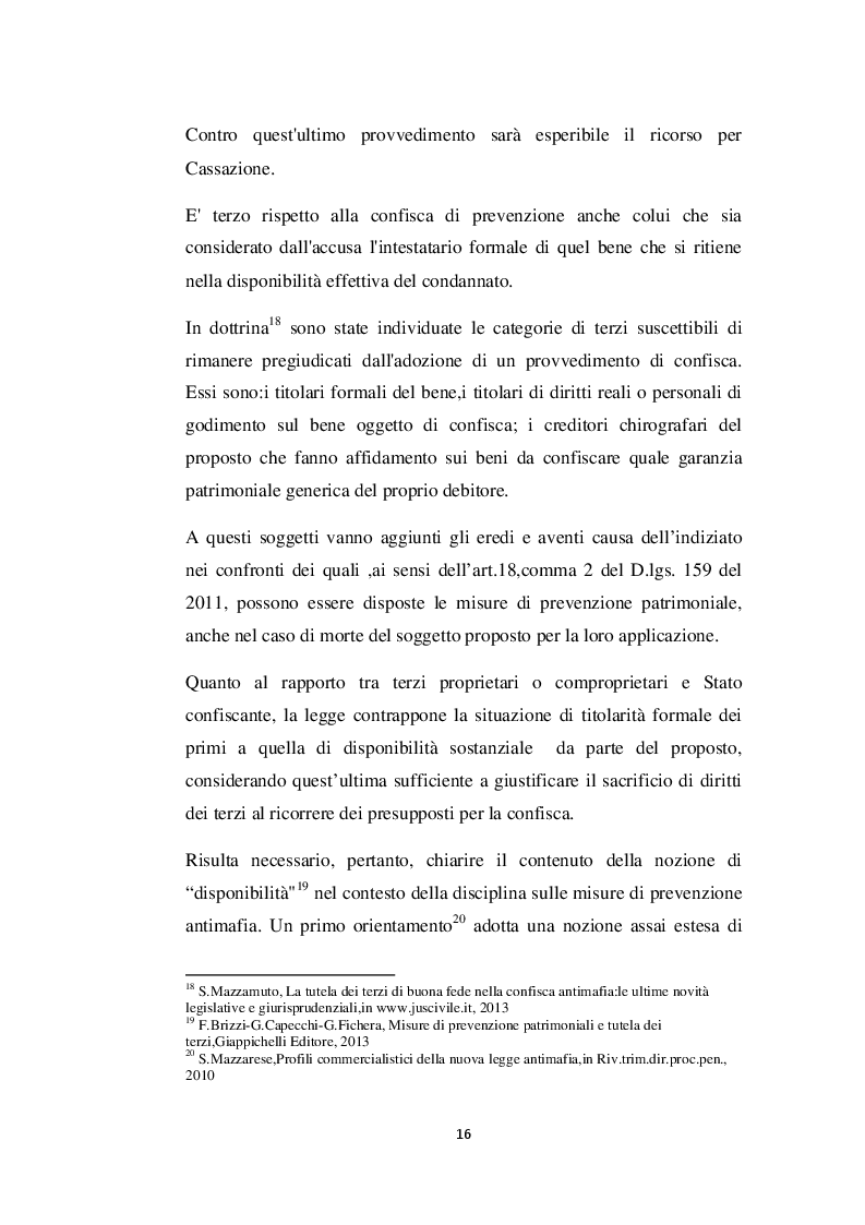 Anteprima della tesi: La confisca di prevenzione a carico di beni formalmente intestati a persona diversa dal proposto, Pagina 5