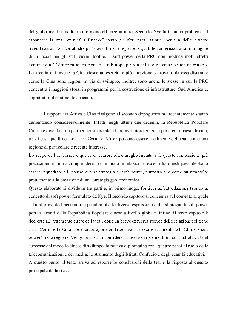 Anteprima della tesi: Il Soft Power della Cina nella Regione del Corno d'Africa, Pagina 3