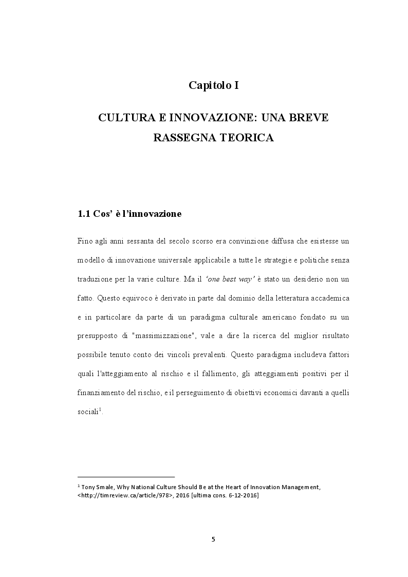 Anteprima della tesi: L'impatto della cultura sui processi d'innovazione. Un confronto internazionale, Pagina 4