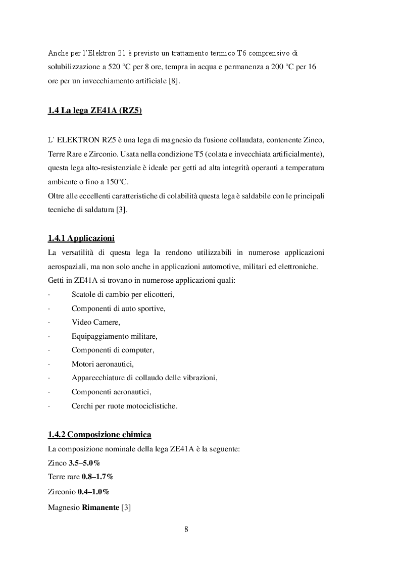 Anteprima della tesi: Analisi termica di leghe di magnesio ZE41A utilizzate in ambito aeronautico, Pagina 5