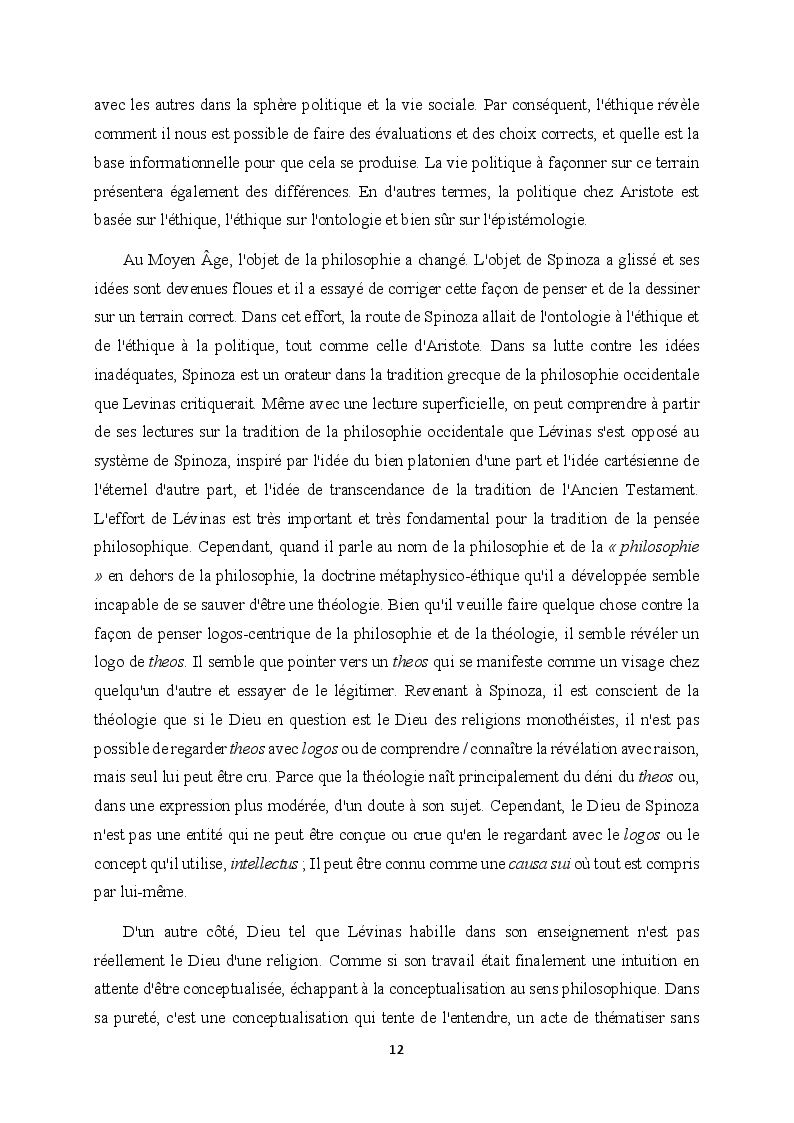 Anteprima della tesi: Spinoza et Lévinas : Une étude critique sur « l’éthique », Pagina 10