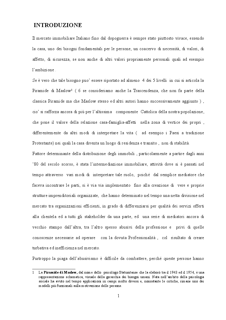 Anteprima della tesi: La Gestione eccellente delle Imprese d’Intermediazione Immobiliare - Applicazione integrata del modello delle 7S e della Balanced Scorecard, Pagina 5