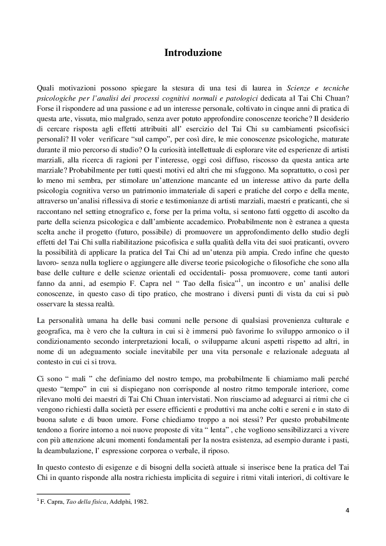 Anteprima della tesi: Aspetti psico-culturali della pratica del Tai Chi Chuan. Esperienze di maestri e praticanti a Roma, Pagina 3