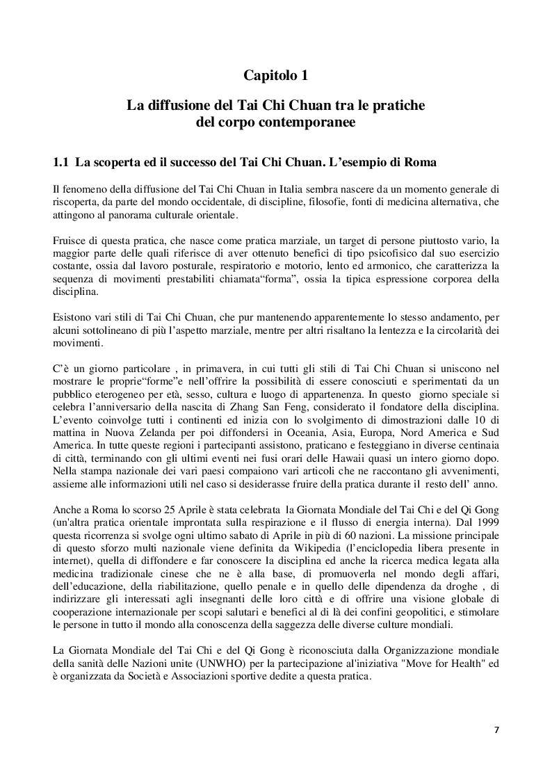 Anteprima della tesi: Aspetti psico-culturali della pratica del Tai Chi Chuan. Esperienze di maestri e praticanti a Roma, Pagina 6