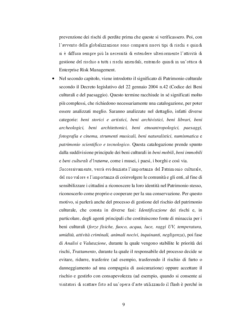Anteprima della tesi: Soluzioni Tecnologiche e Organizzative a supporto della Gestione del Rischio del Patrimonio artistico-culturale, Pagina 7