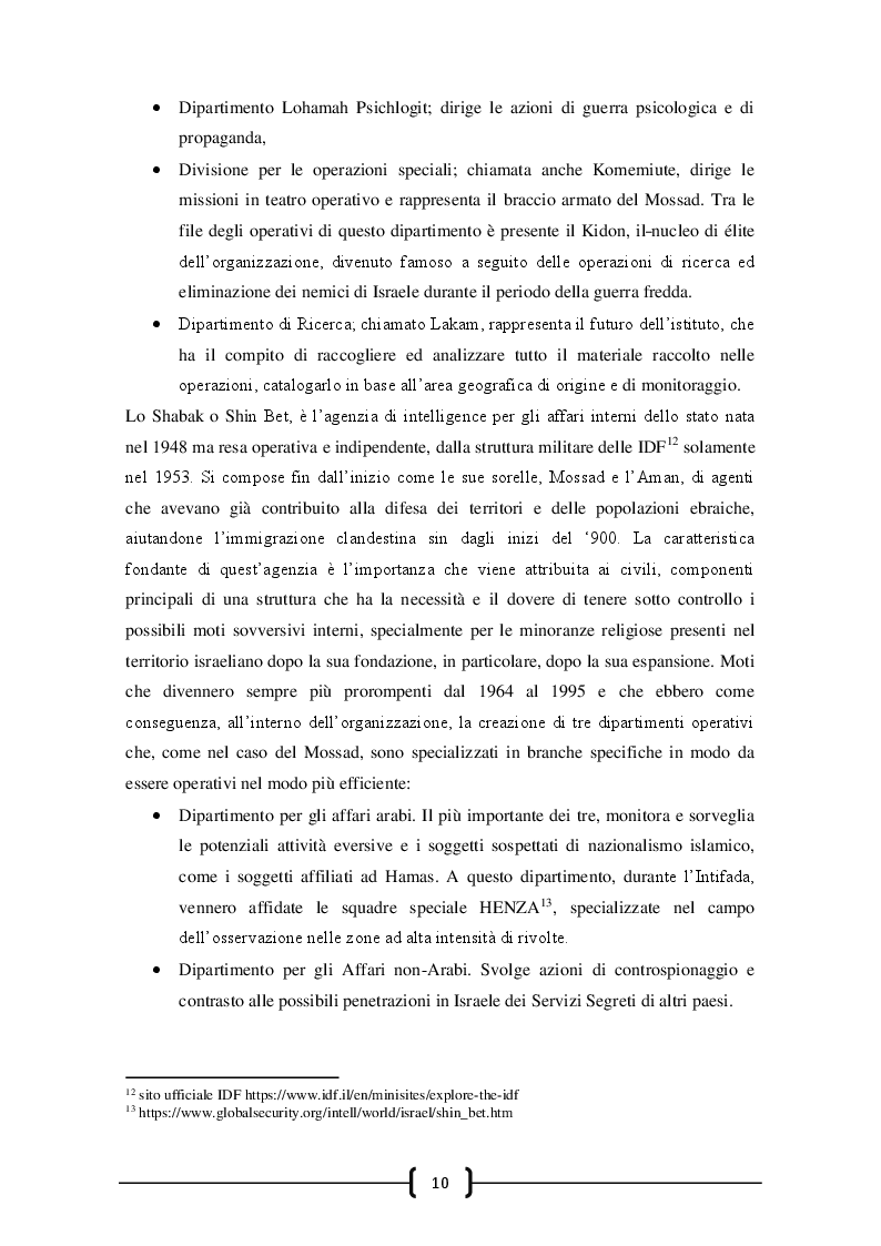 Estratto dalla tesi: L’intelligence tra guerra e società. L'esperienza di Israele