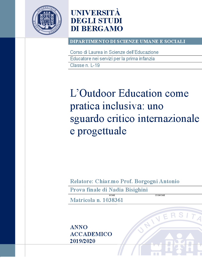 Anteprima della tesi: L'Outdoor Education come pratica inclusiva: uno sguardo critico internazionale e progettuale, Pagina 1
