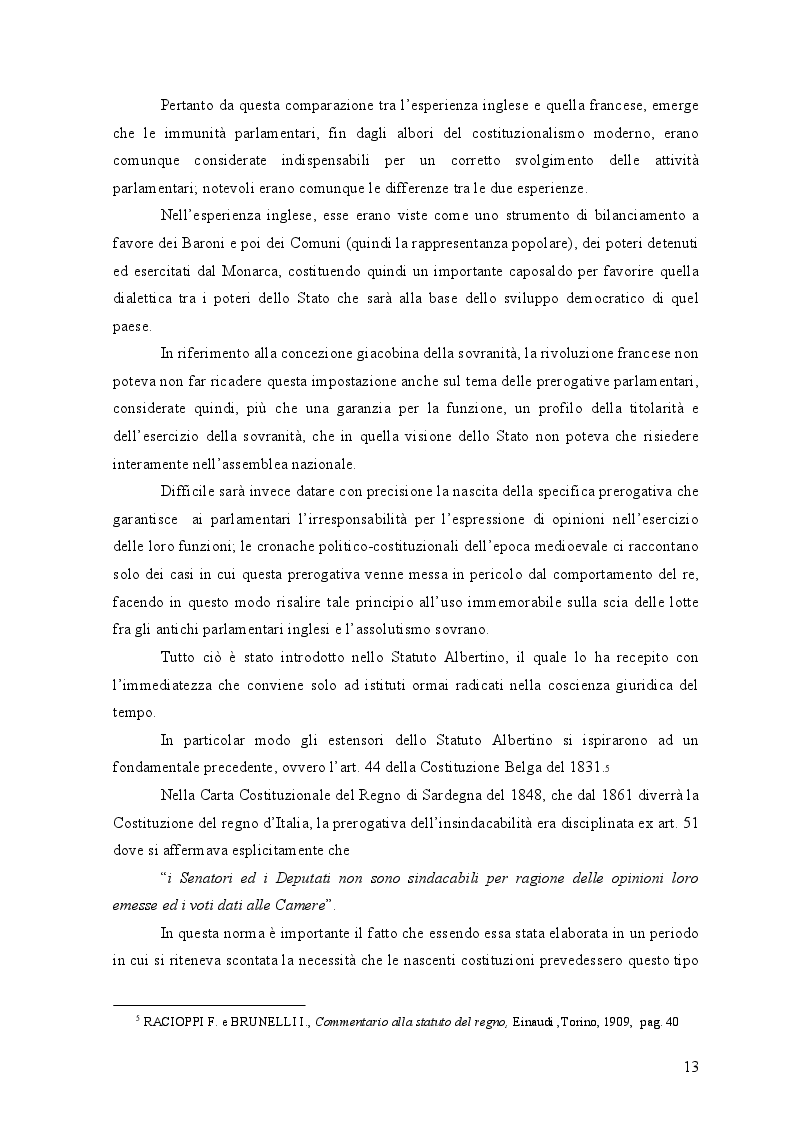 Estratto dalla tesi: L'origine dell'insindacabilità parlamentare e la sua evoluzione nella giurisprudenza costituzionale