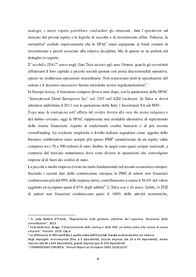 Anteprima della tesi: LE SPECIAL PURPOSE ACQUISITION COMPANY. Uno strumento per raccogliere capitali e accedere alla quotazione, Pagina 5