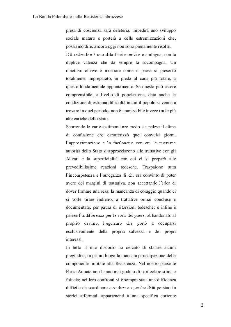 Anteprima della tesi: La Banda Palombaro nella Resistenza abruzzese, Pagina 3