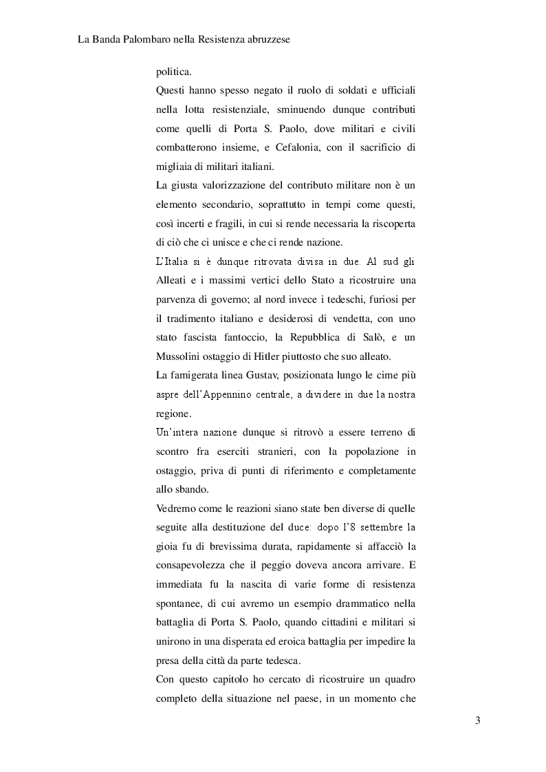 Anteprima della tesi: La Banda Palombaro nella Resistenza abruzzese, Pagina 4