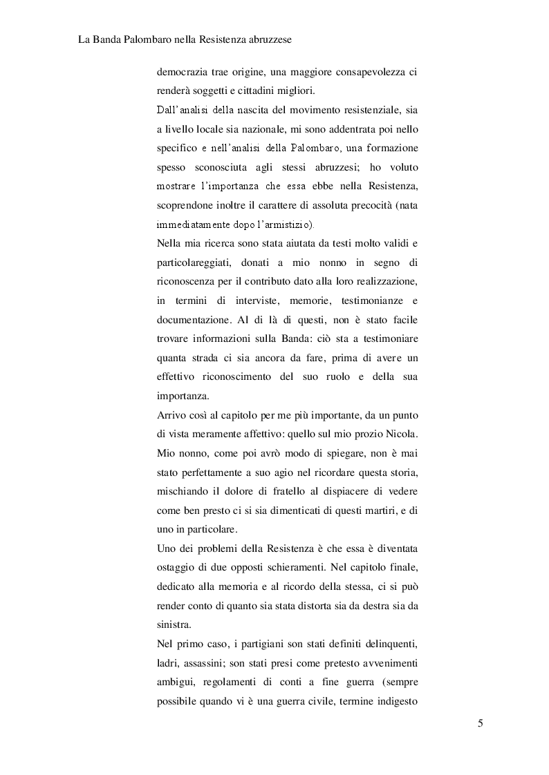 Anteprima della tesi: La Banda Palombaro nella Resistenza abruzzese, Pagina 6