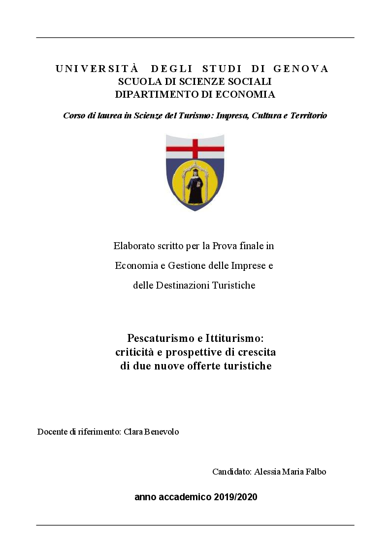 Anteprima della tesi: Pescaturismo e Ittiturismo: criticità e prospettive di crescita di due nuove offerte turistiche, Pagina 1