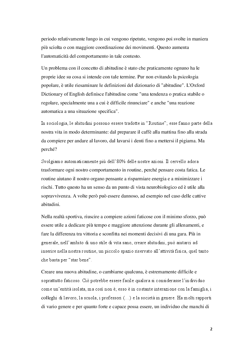 Anteprima della tesi: Psicofisiologia delle abitudini nelle attività motorie, Pagina 3