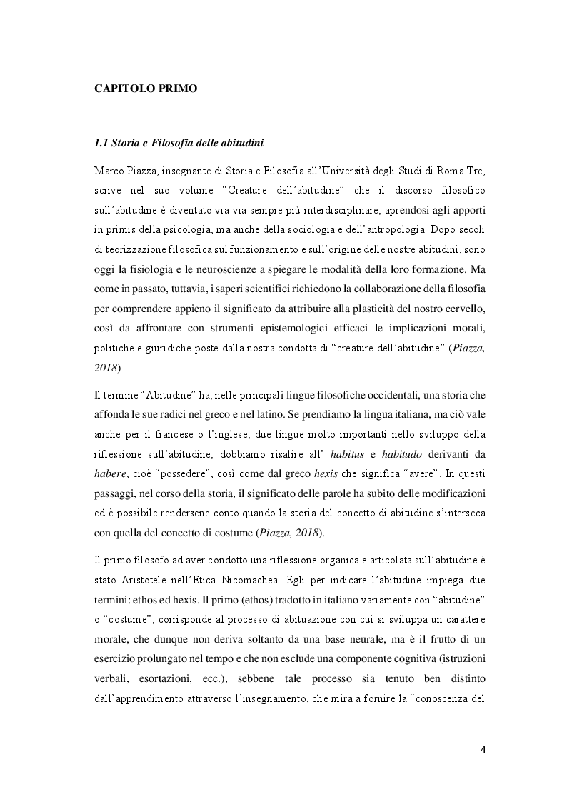 Anteprima della tesi: Psicofisiologia delle abitudini nelle attività motorie, Pagina 5