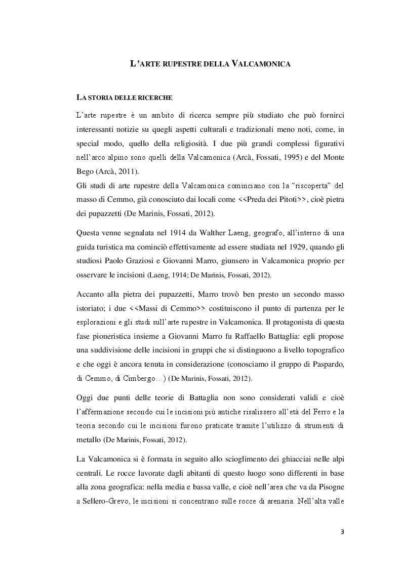 Anteprima della tesi: Le raffigurazioni di divinità nell'arte rupestre del quarto stile della Valcamonica (Età del Ferro), Pagina 3