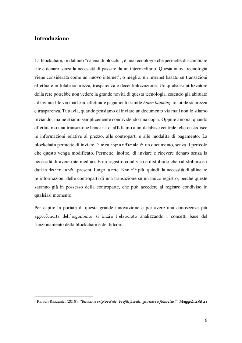 Anteprima della tesi: LA BLOCKCHAIN E I BITCOIN: Analisi dei principali aspetti economici e approfondimento sul corretto trattamento contabile, Pagina 3