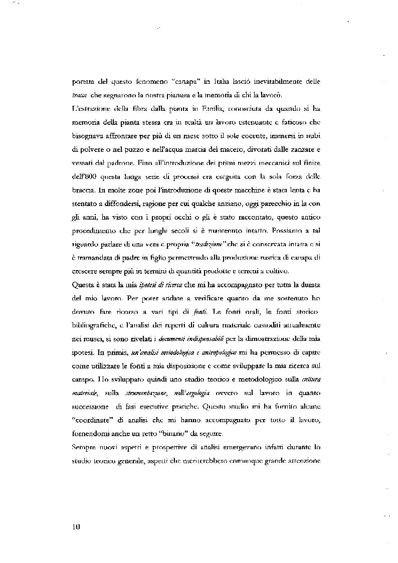 Anteprima della tesi: La ''tradizionale'' lavorazione della canapa tra Modena, Ferrara e Bologna, Pagina 4