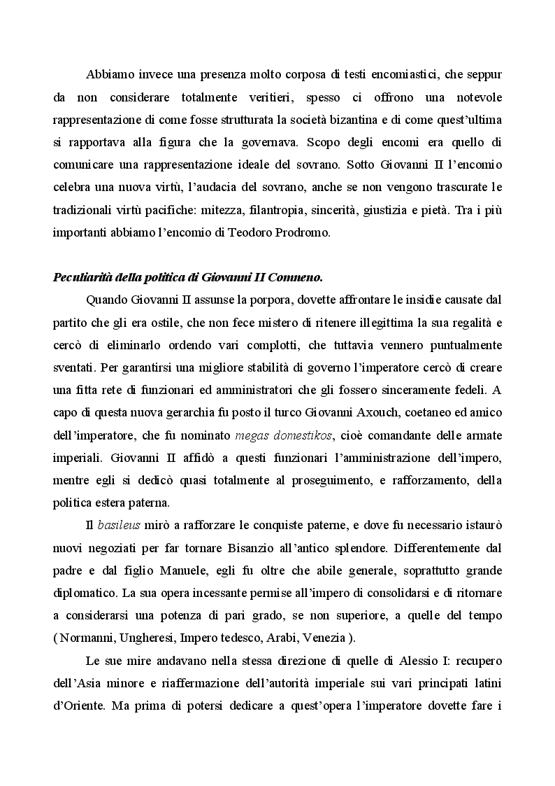 Anteprima della tesi: L'imperatore Giovanni II Comneno, Pagina 3