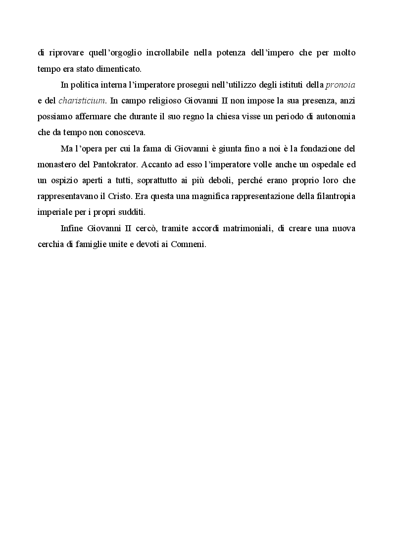Anteprima della tesi: L'imperatore Giovanni II Comneno, Pagina 5