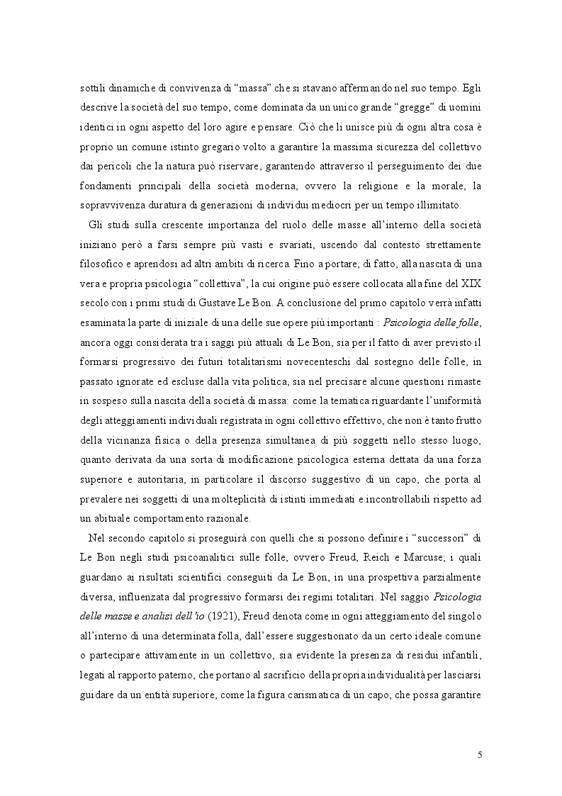 Anteprima della tesi: Trionfo delle masse ed eclissi del singolo. Tra il XIX e XX secolo., Pagina 3
