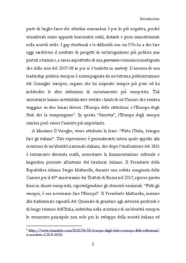 Anteprima della tesi: La Via Europea - percorsi di integrazione e costruzione di un'identità europea e globale, Pagina 4