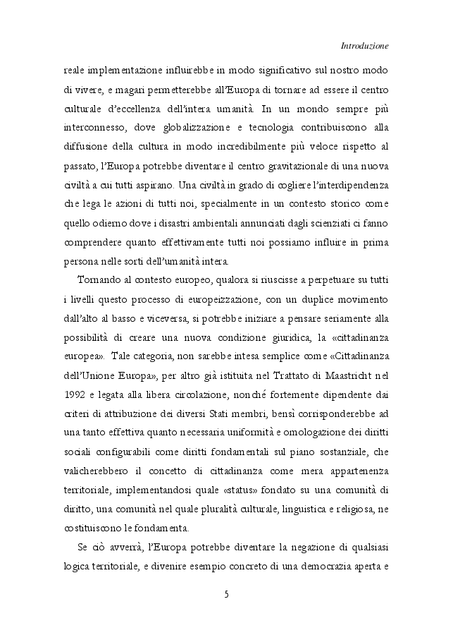 Anteprima della tesi: La Via Europea - percorsi di integrazione e costruzione di un'identità europea e globale, Pagina 6