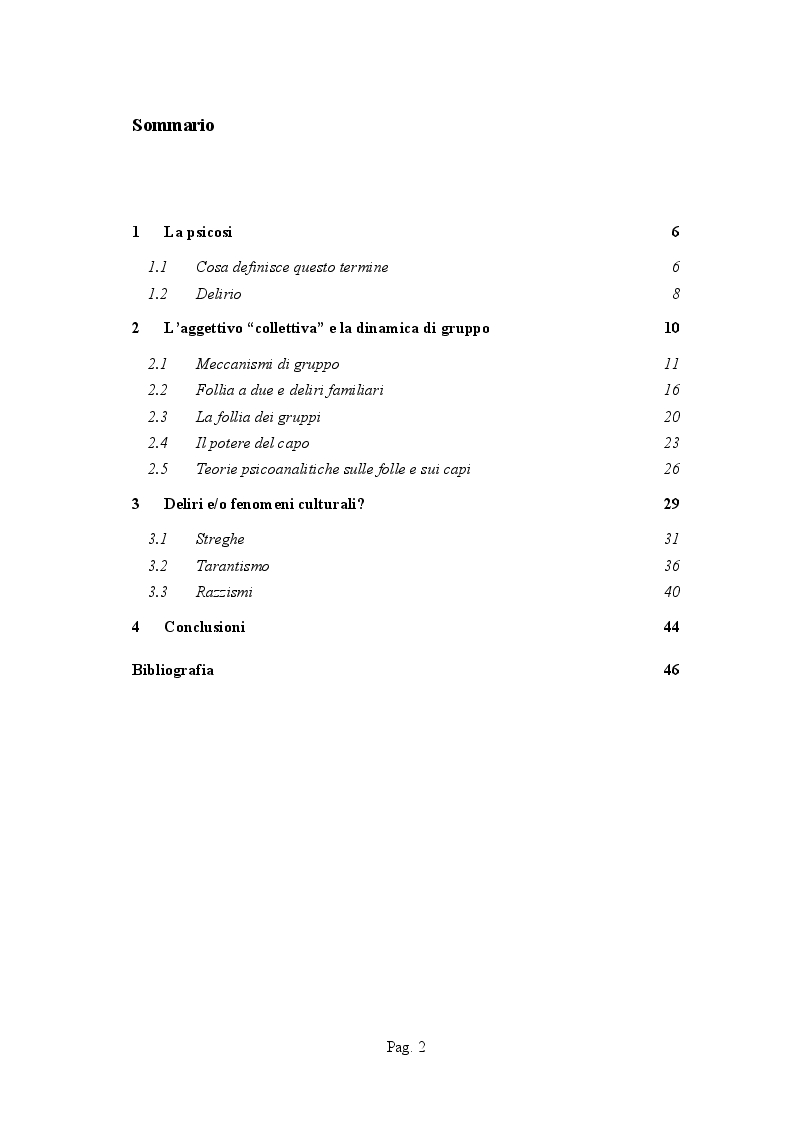 Indice della tesi: Le psicosi collettive: dinamiche e fenomeni, Pagina 1