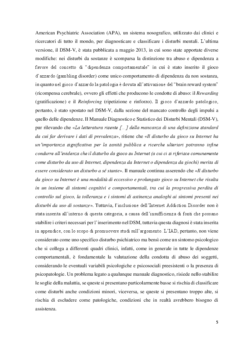 Anteprima della tesi: Il fenomeno dell'Internet Addiction Disorder e fattori associati alle condotte di abuso: Una revisione sistematica dei dati, Pagina 6