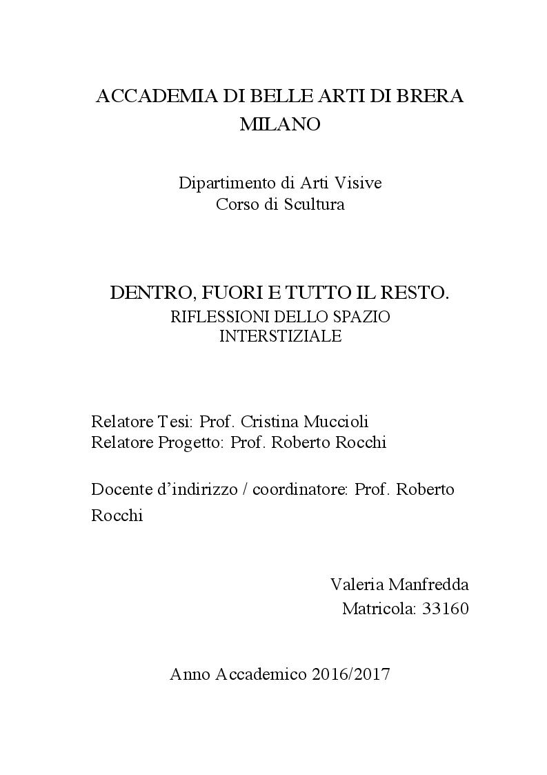 Anteprima della tesi: Dentro, fuori e tutto il resto. Riflessioni dello spazio interstiziale., Pagina 1