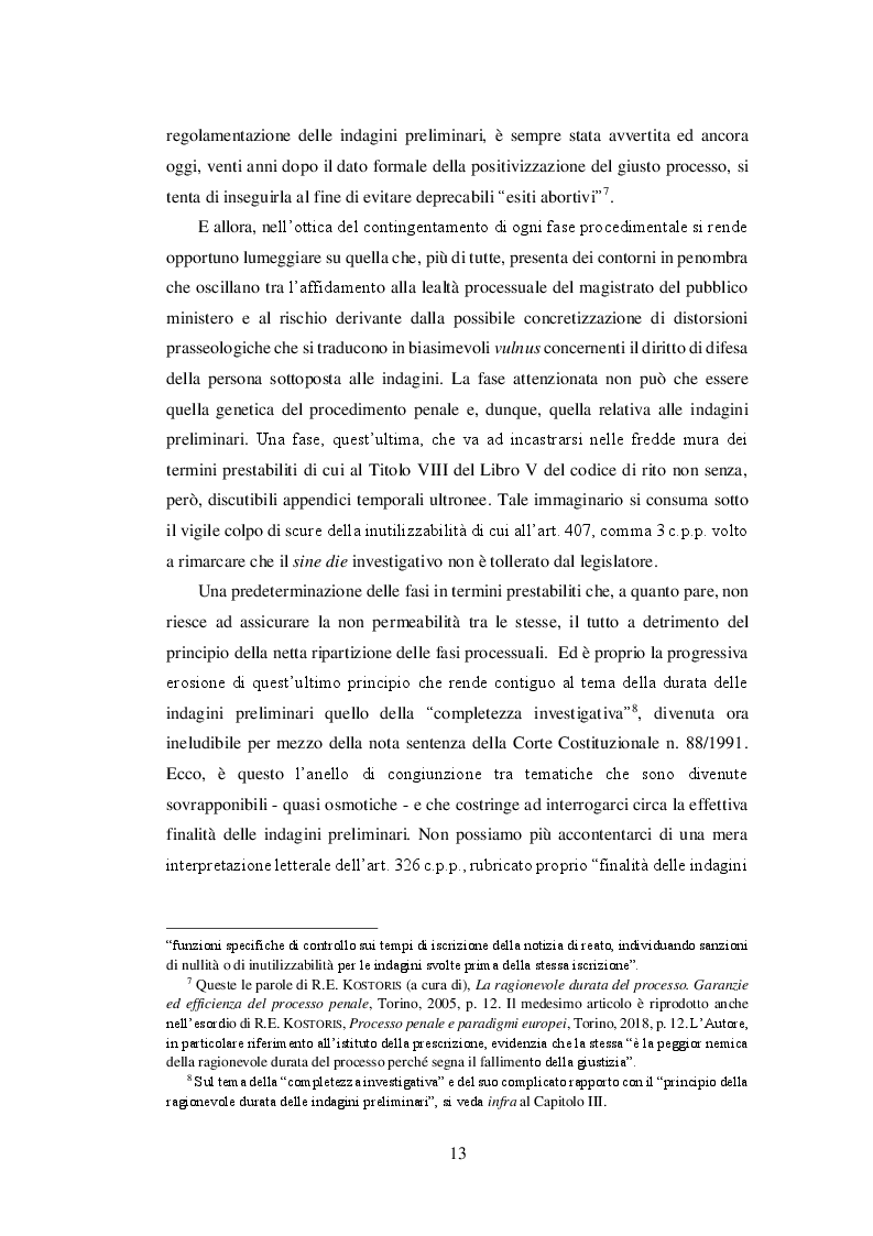 Anteprima della tesi: Le indagini preliminari: tra ragionevole durata e completezza investigativa, Pagina 5