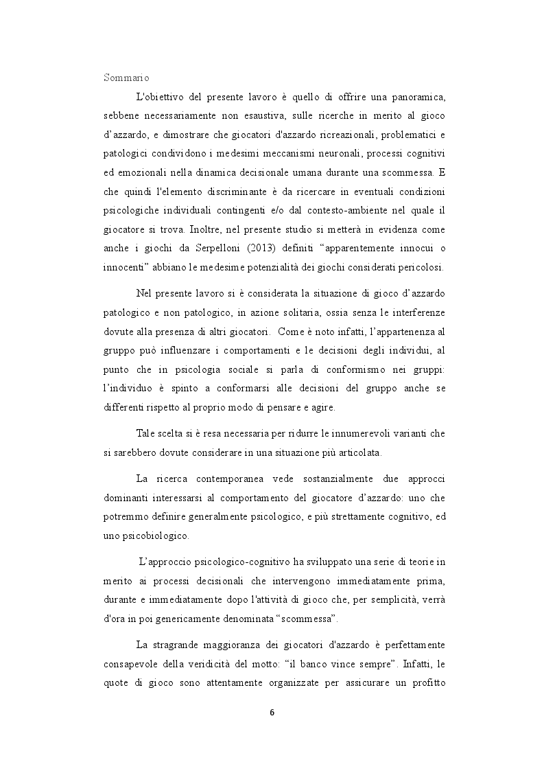 Anteprima della tesi: Correlati neurali nel comportamento di giocatori ricreativi, problematici e patologici nel gioco d'azzardo, Pagina 4
