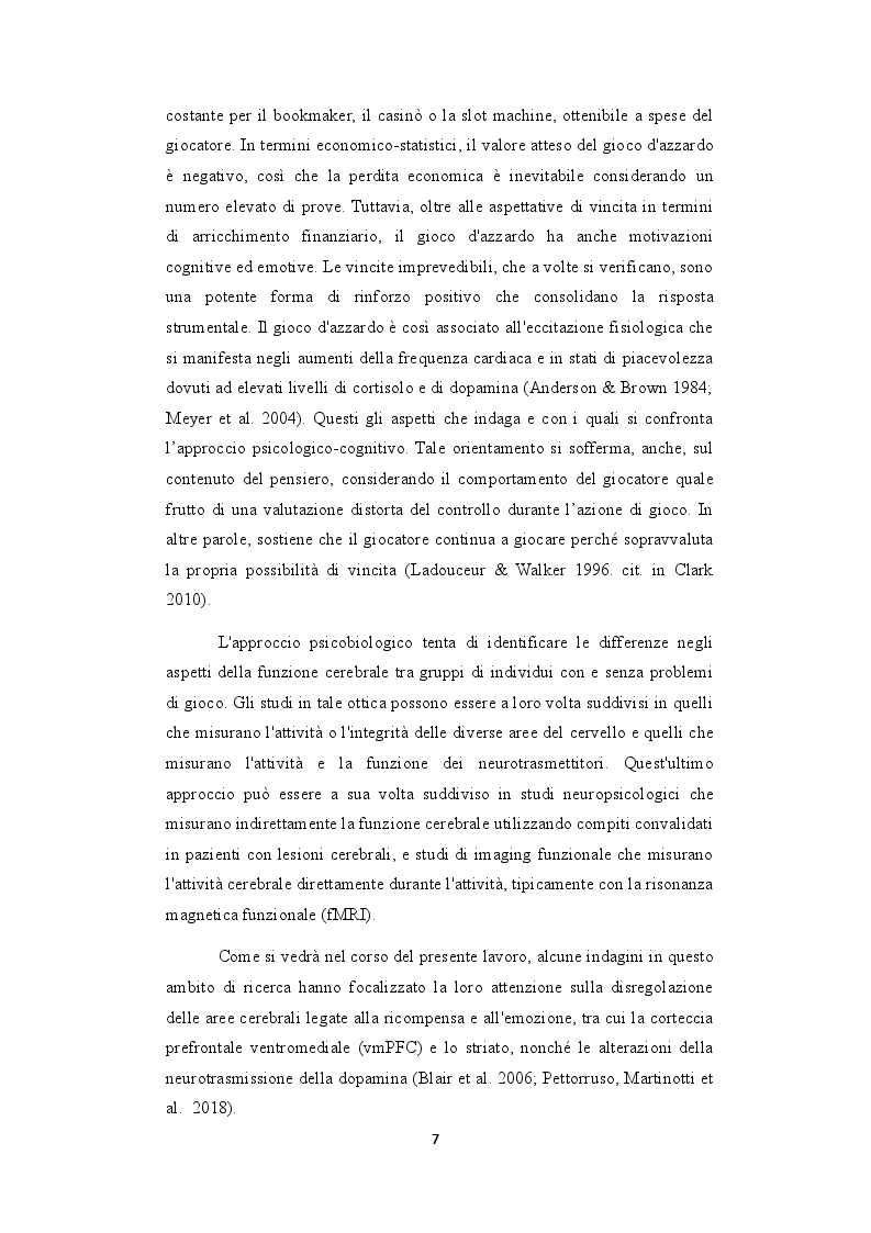 Anteprima della tesi: Correlati neurali nel comportamento di giocatori ricreativi, problematici e patologici nel gioco d'azzardo, Pagina 5