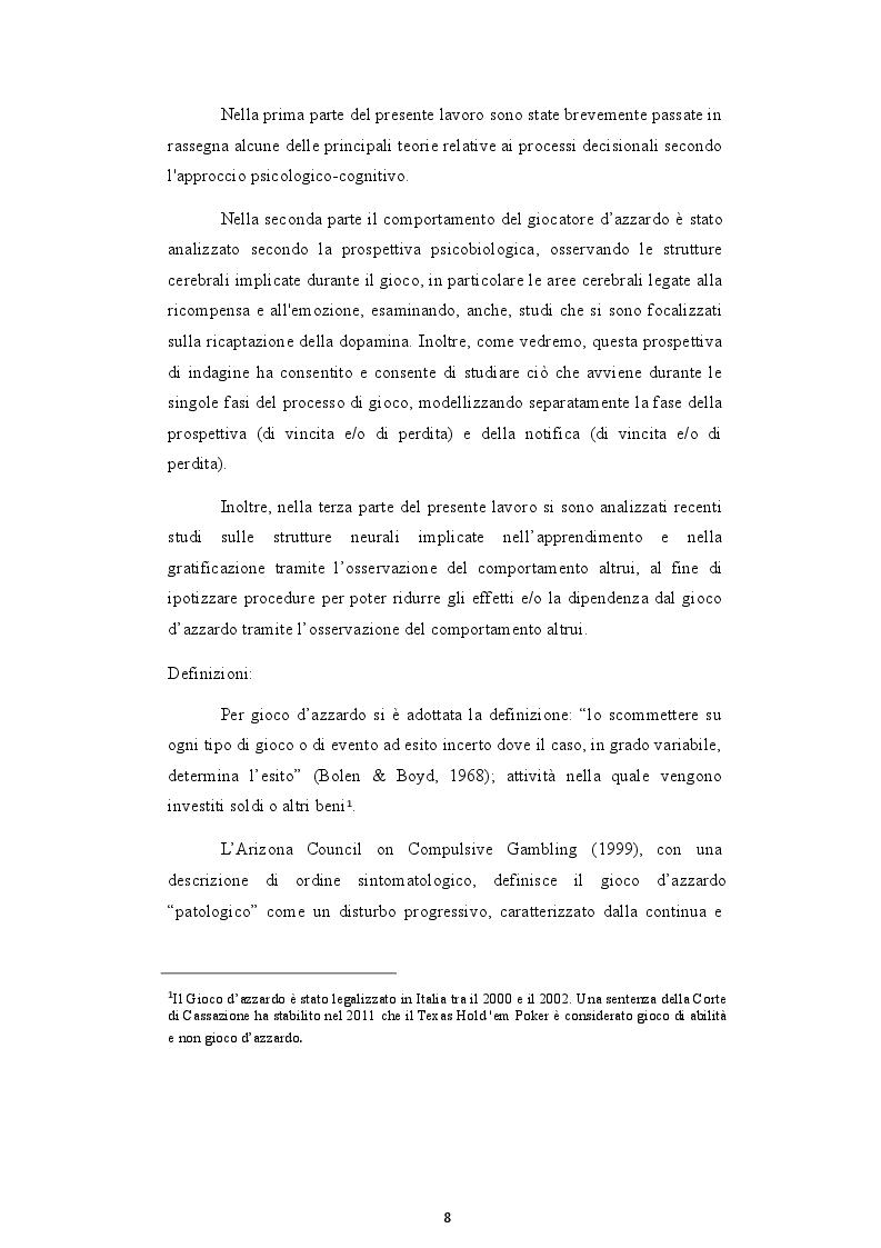 Anteprima della tesi: Correlati neurali nel comportamento di giocatori ricreativi, problematici e patologici nel gioco d'azzardo, Pagina 6