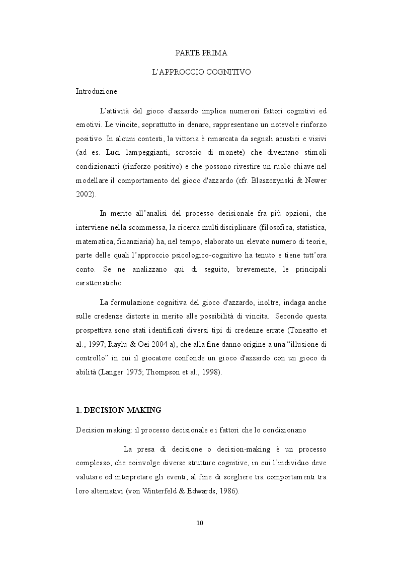 Anteprima della tesi: Correlati neurali nel comportamento di giocatori ricreativi, problematici e patologici nel gioco d'azzardo, Pagina 8