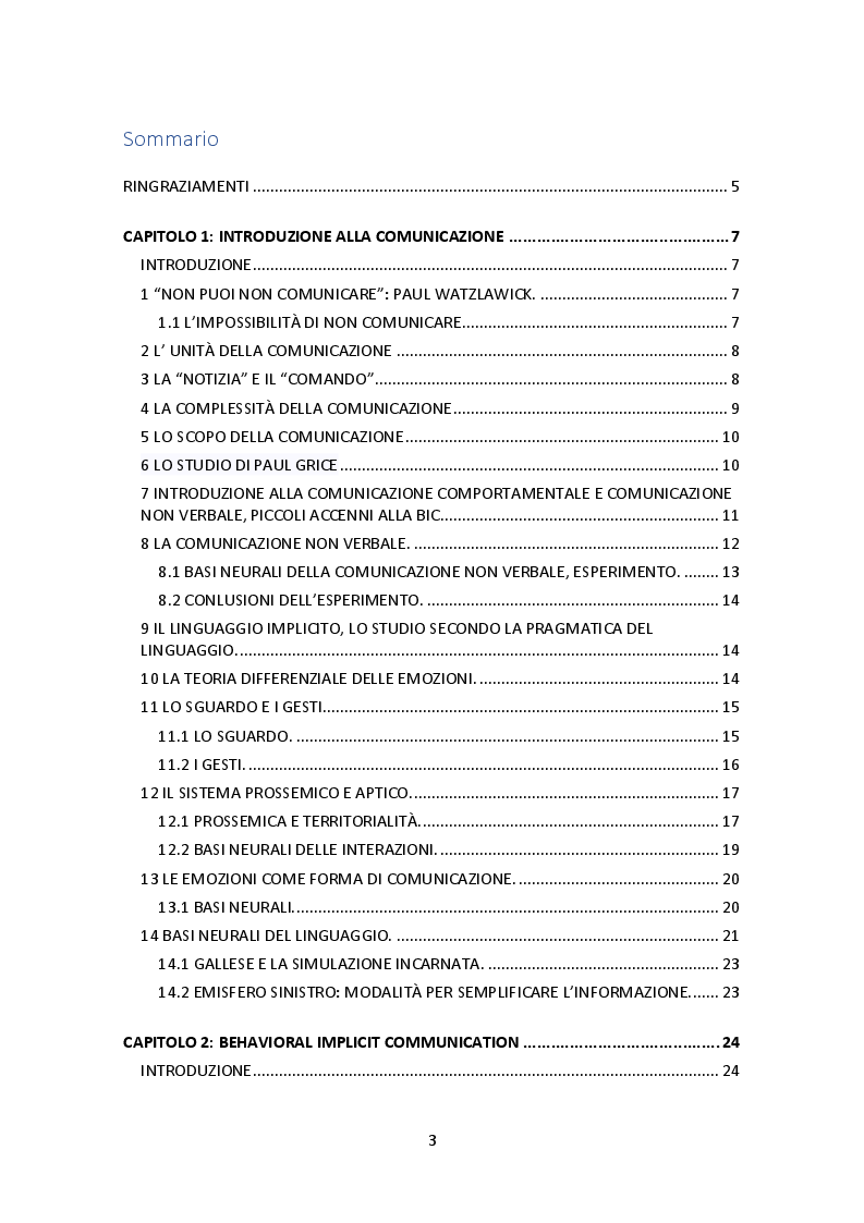 Indice della tesi: La comunicazione implicita come forma di interazione con le tecnologie, Pagina 1