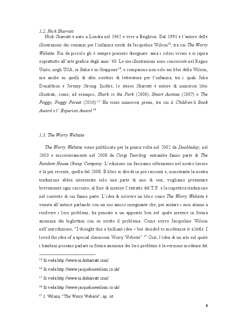 Anteprima della tesi: Tradurre letteratura per l'infanzia: The Worry Website di Jacqueline Wilson, Pagina 7