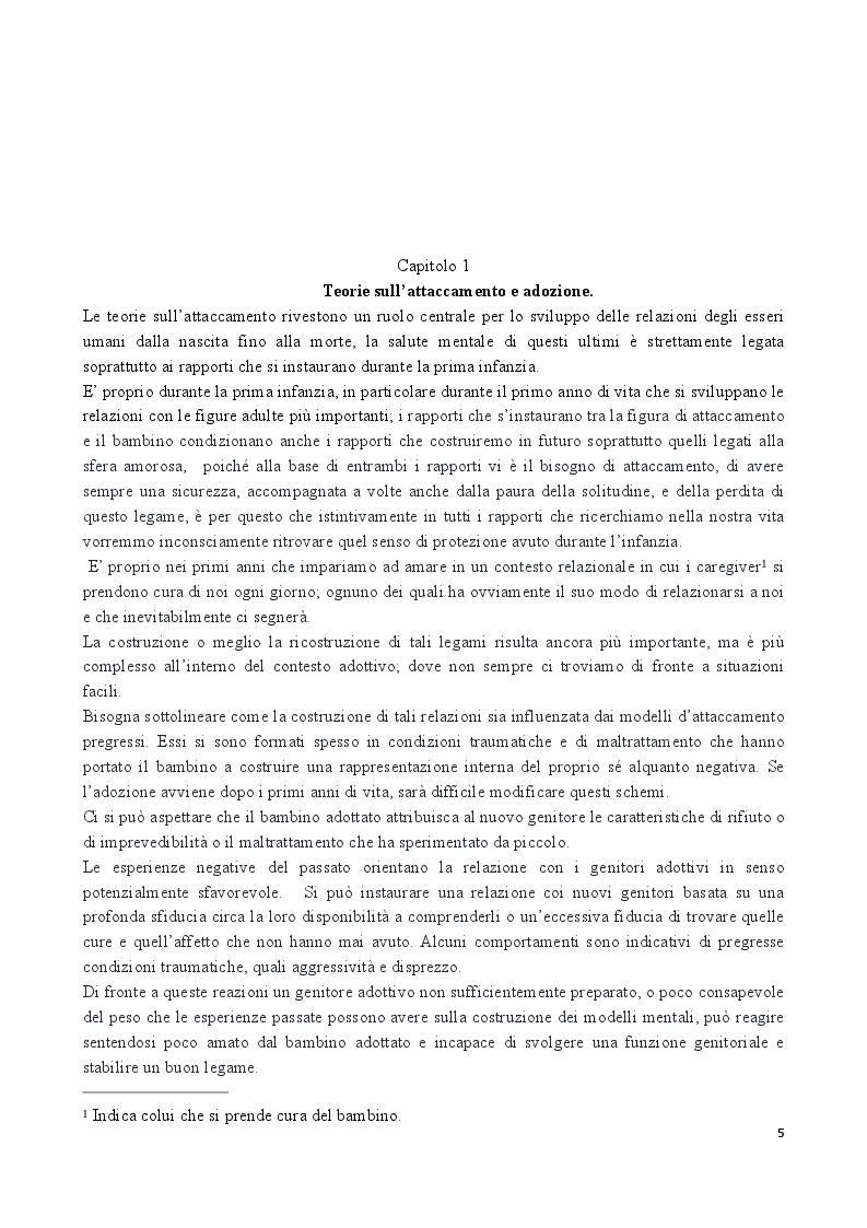 Anteprima della tesi: La teoria dell'attaccamento nel processo adottivo, Pagina 3