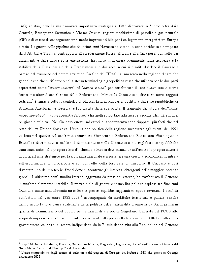 Anteprima della tesi: Geopolitica dell’Islam nel Caucaso Settentrionale, Pagina 5
