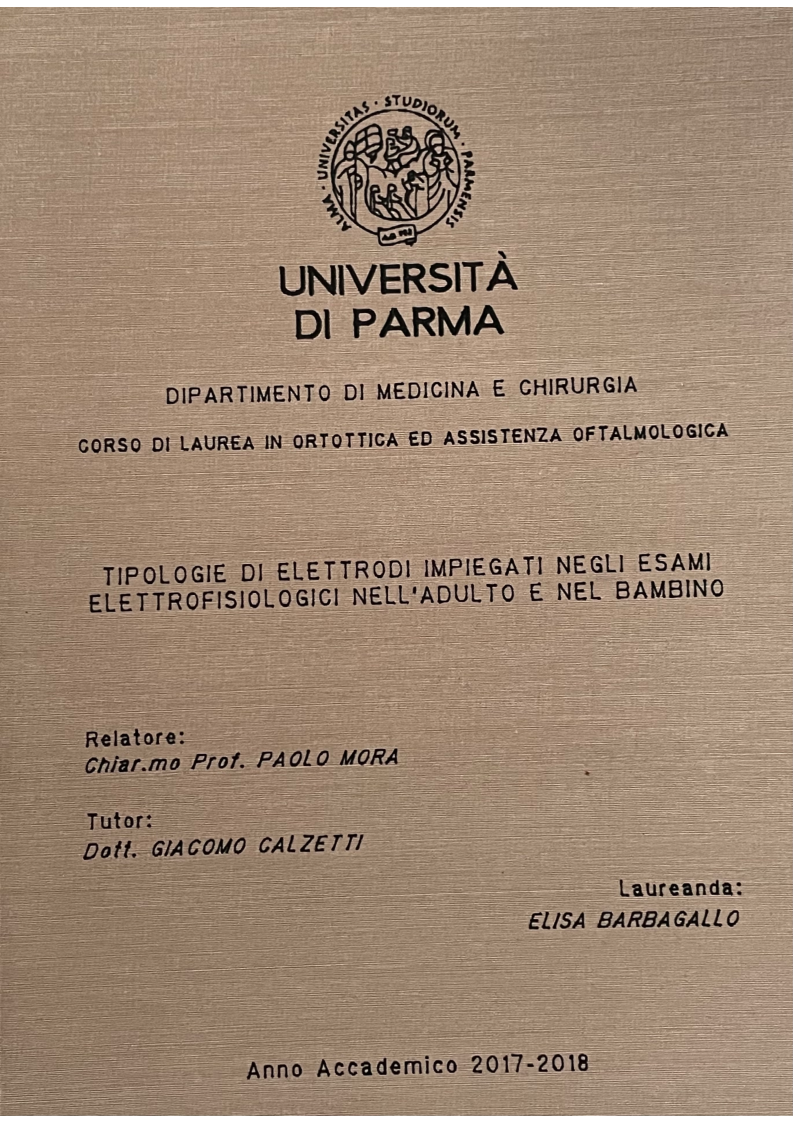 Anteprima della tesi: Tipologie di elettrodi impiegati negli esami elettrofisiologici nell'adulto e nel bambino, Pagina 1