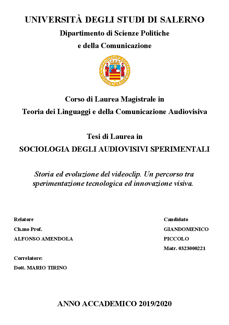 Anteprima della tesi: Storia ed evoluzione del videoclip. Un percorso tra sperimentazione tecnologica ed innovazione visiva., Pagina 1