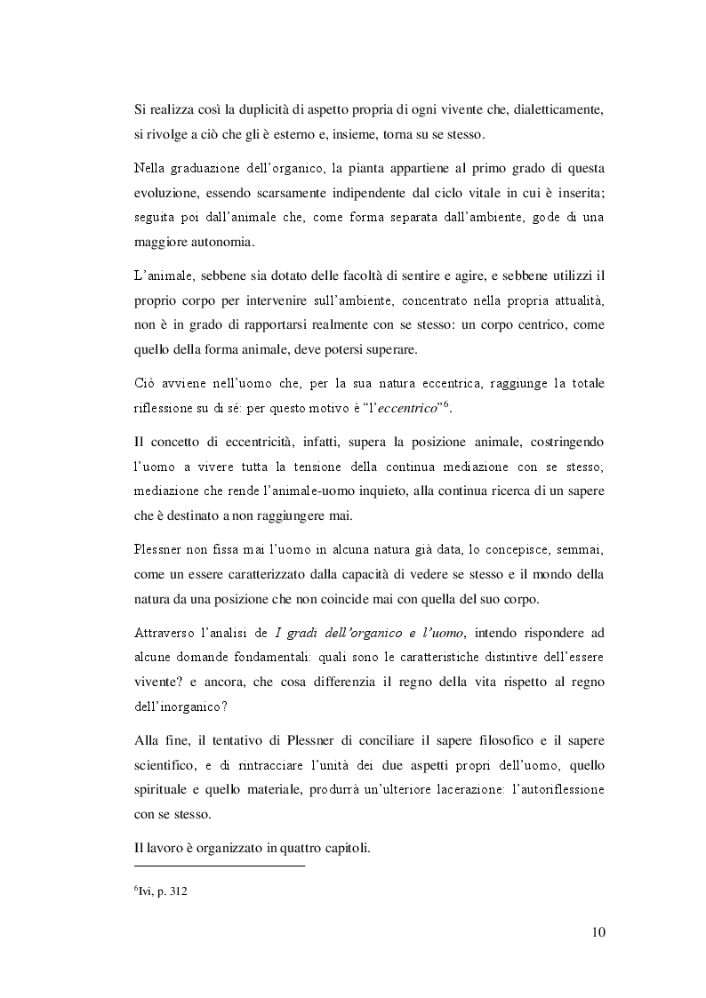 Anteprima della tesi: Senza patria - L'uomo eccentrico nell'antropologia filosofica di Helmuth Plessner, Pagina 6