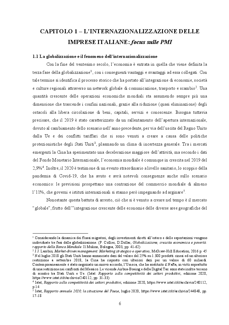 Anteprima della tesi: Le strategie di internazionalizzazione della piccola e media impresa del settore agroalimentare italiano: il caso Azienda Agricola e Agrituristica Podere Nigriano, Pagina 4