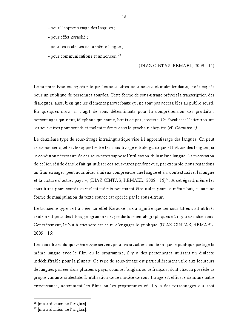 Anteprima della tesi: Les sous-titres pour sourds et malentendants: Modes d'emploi, Pagina 9