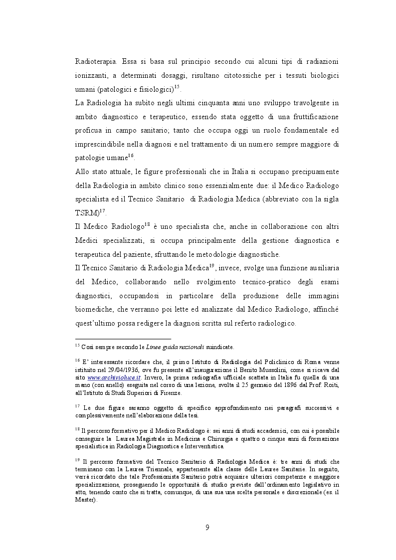 Anteprima della tesi: La responsabilità professionale del Medico Radiologo e del Tecnico Sanitario di Radiologia Medica, Pagina 10