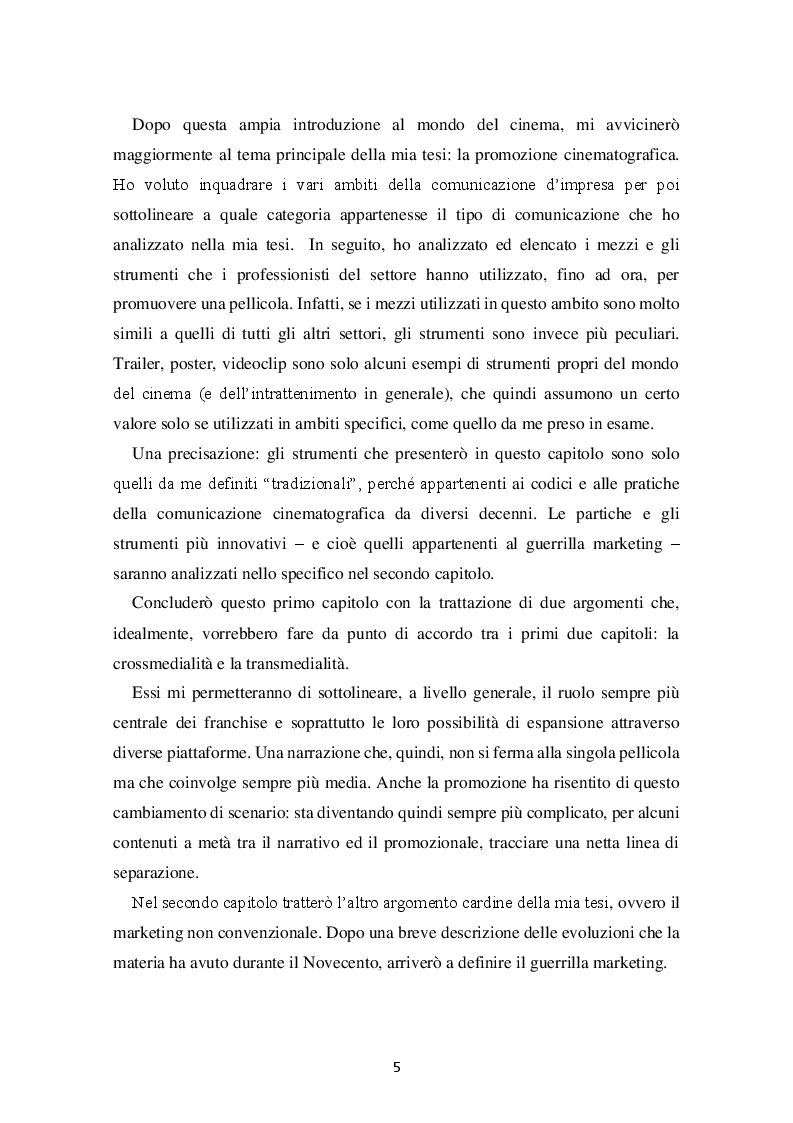 Anteprima della tesi: Il ruolo del marketing non convenzionale nella promozione delle imprese cinematografiche: casi a confronto, Pagina 4